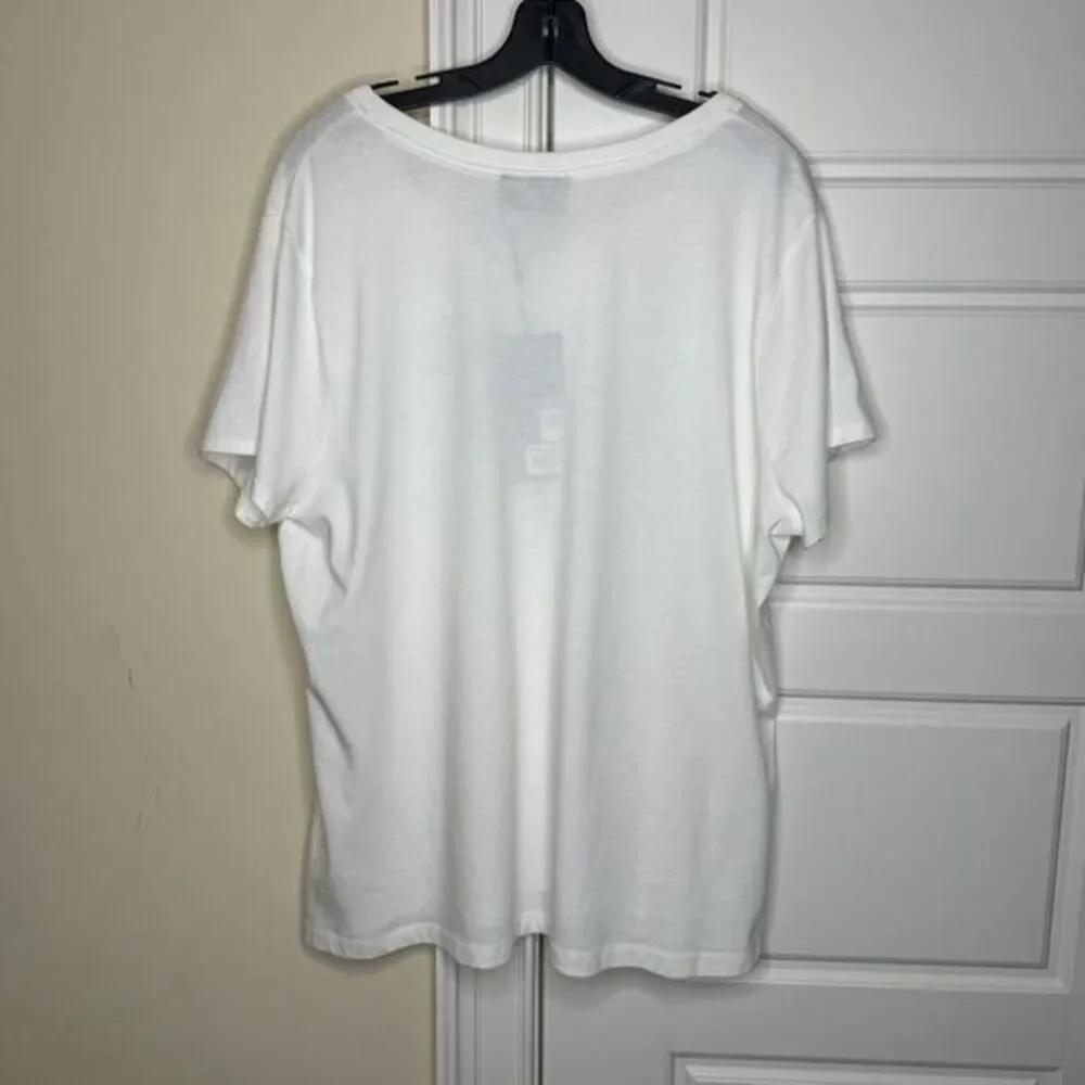 Harley Davidson Women's V Neck White Shirt 120th‎ Anniversary Large Eagle Design